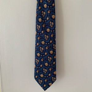 TIE| silk| men| blue| flowers| Italian design